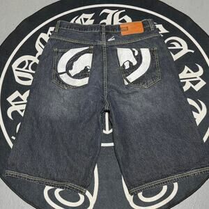 Black Ecko Unltd. Denim Jorts Rhino Embroidery